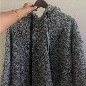 • Mixed Grey & White Fluffy Hoodie •